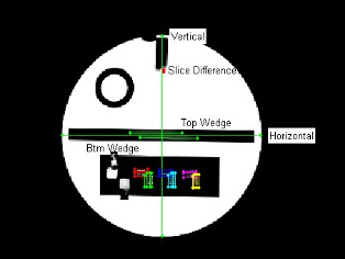 Slice Thickness Accuracy: Counter Descending Wedge. Four low-density contrast disks with holes of different diameters. Two cubes with 10 mmol nickel chloride and vegetable fat